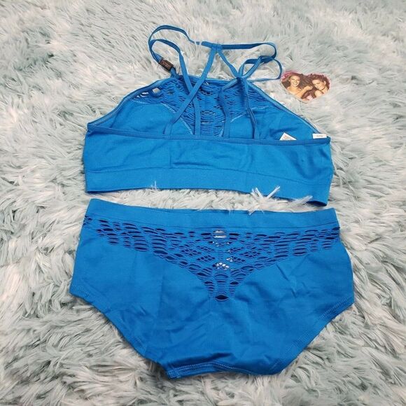 Victoria's Secret Seamless Cutout Bralette And Hiphugger Blue Size XSmall - Picture 5 of 6
